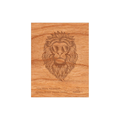 Wood Lion Sticker, Funny Hipster "Mane Attraction"-2