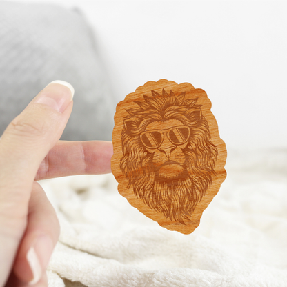 Wood Lion Sticker, Funny Hipster "Mane Attraction"-3