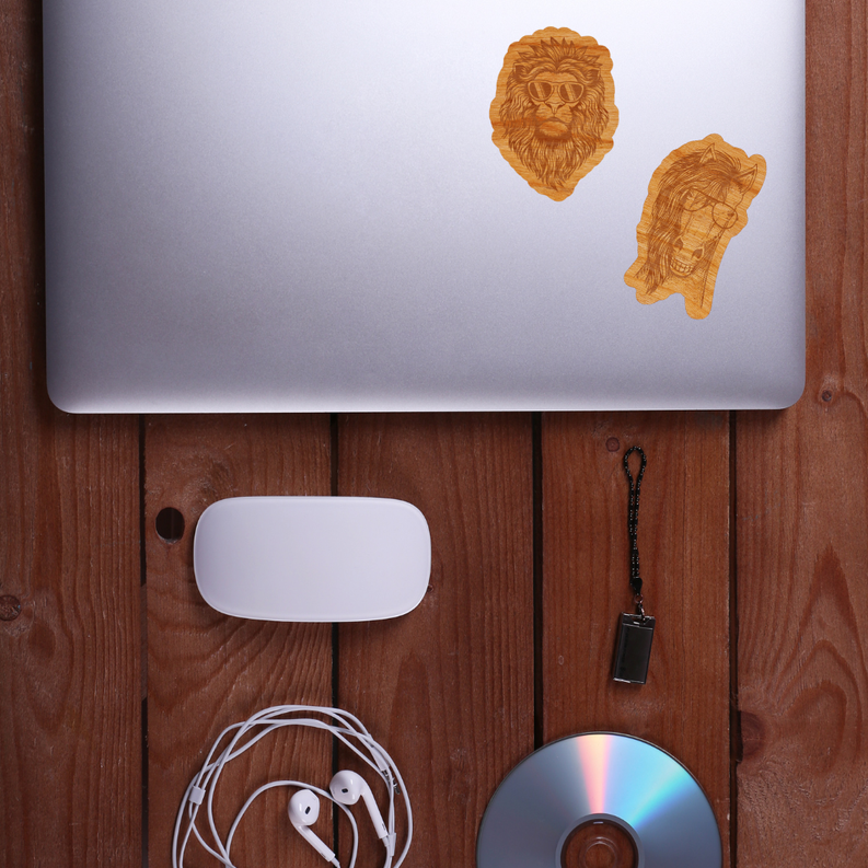 Wood Lion Sticker, Funny Hipster "Mane Attraction"-4