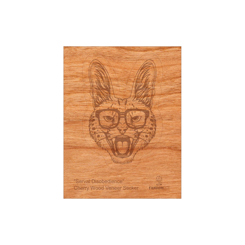 Wood Serval Sticker, Funny Hipster "Serval Disobedience"-2