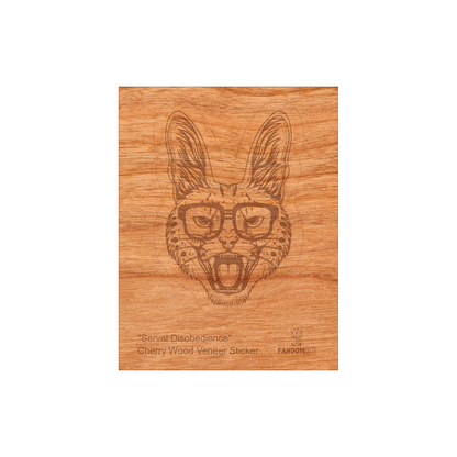 Wood Serval Sticker, Funny Hipster "Serval Disobedience"-2