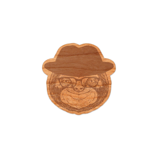 Wood Sloth Sticker, Funny Hipster "Sleuthy Sloth"