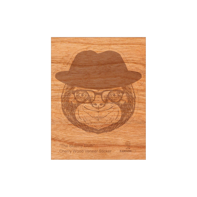 Wood Sloth Sticker, Funny Hipster "Sleuthy Sloth"-2