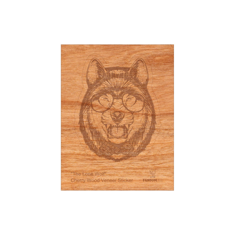 Wood Wolf Sticker, Funny Hipster "Lone Wolf"