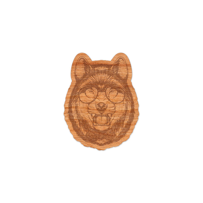 Wood Wolf Sticker, Funny Hipster "Lone Wolf"-2