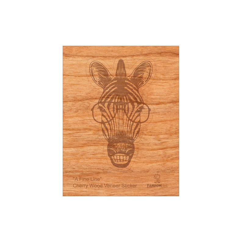 Wood Zebra Sticker, Funny Hipster "Fine Line"-2