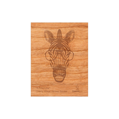 Wood Zebra Sticker, Funny Hipster "Fine Line"-2