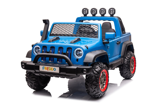 24V Freddo Toys Jeep with Top Lights 2 Seater Ride on Blue