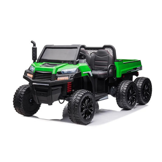 24V 6 Wheeler Freddo Tractor Trailer 2 Seater Ride-on Green
