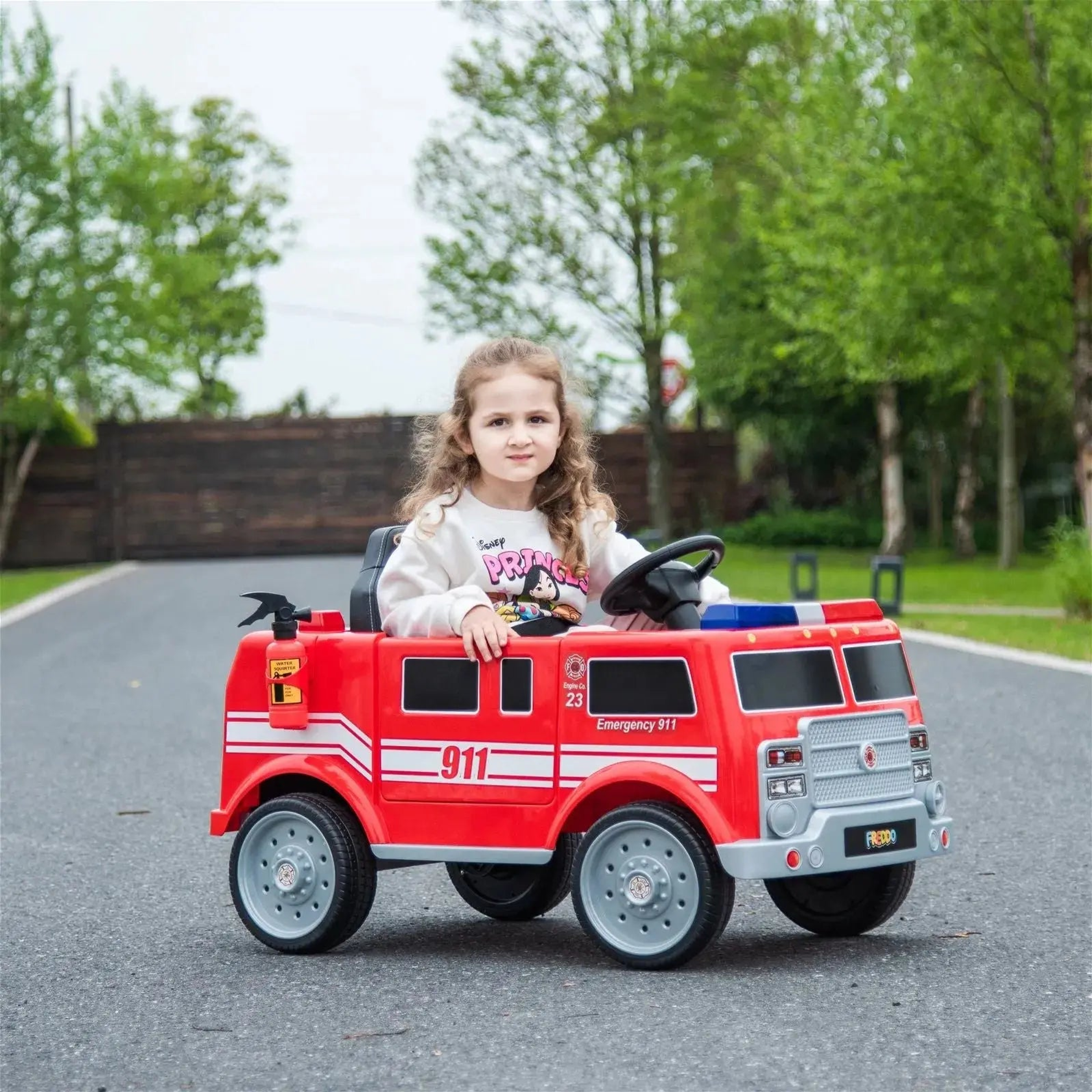 12V Freddo Fire Truck 1 Seater Ride on-4