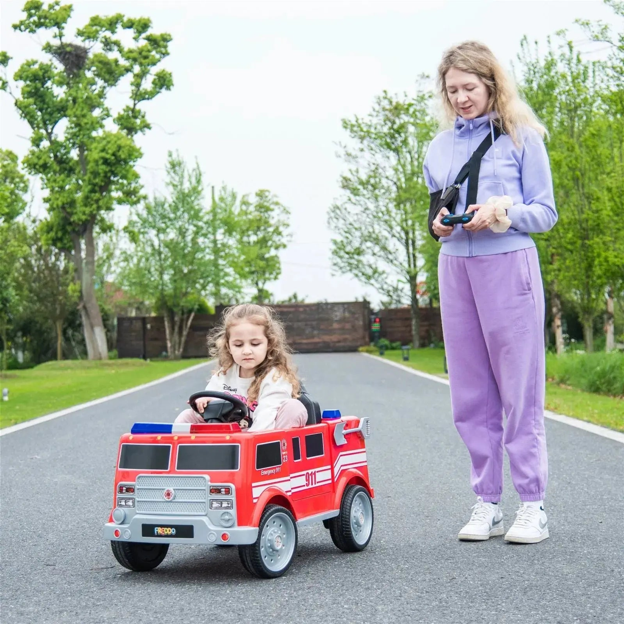 12V Freddo Fire Truck 1 Seater Ride on-8