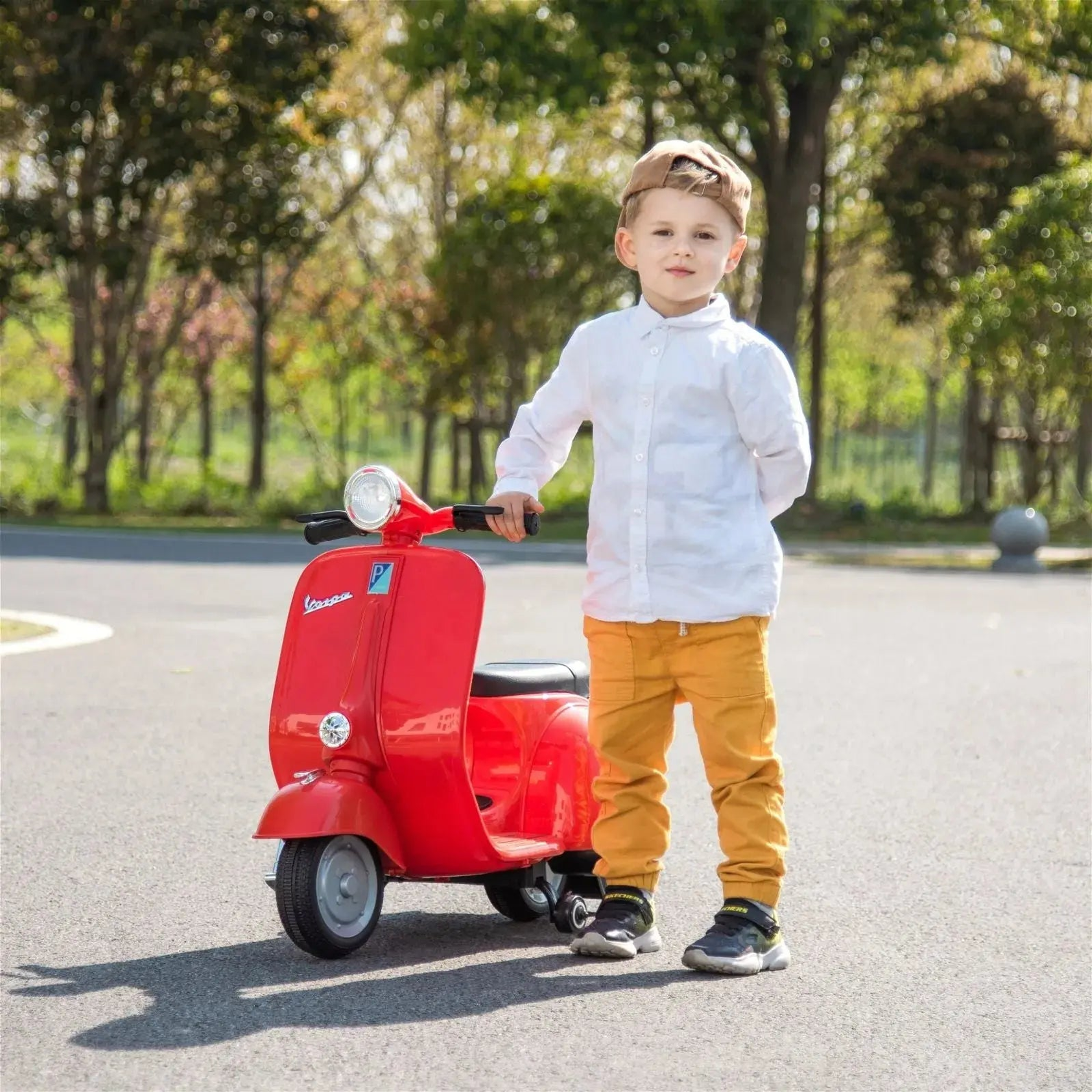 12V Kids' Vespa Electric Ride-On Scooter RED-8
