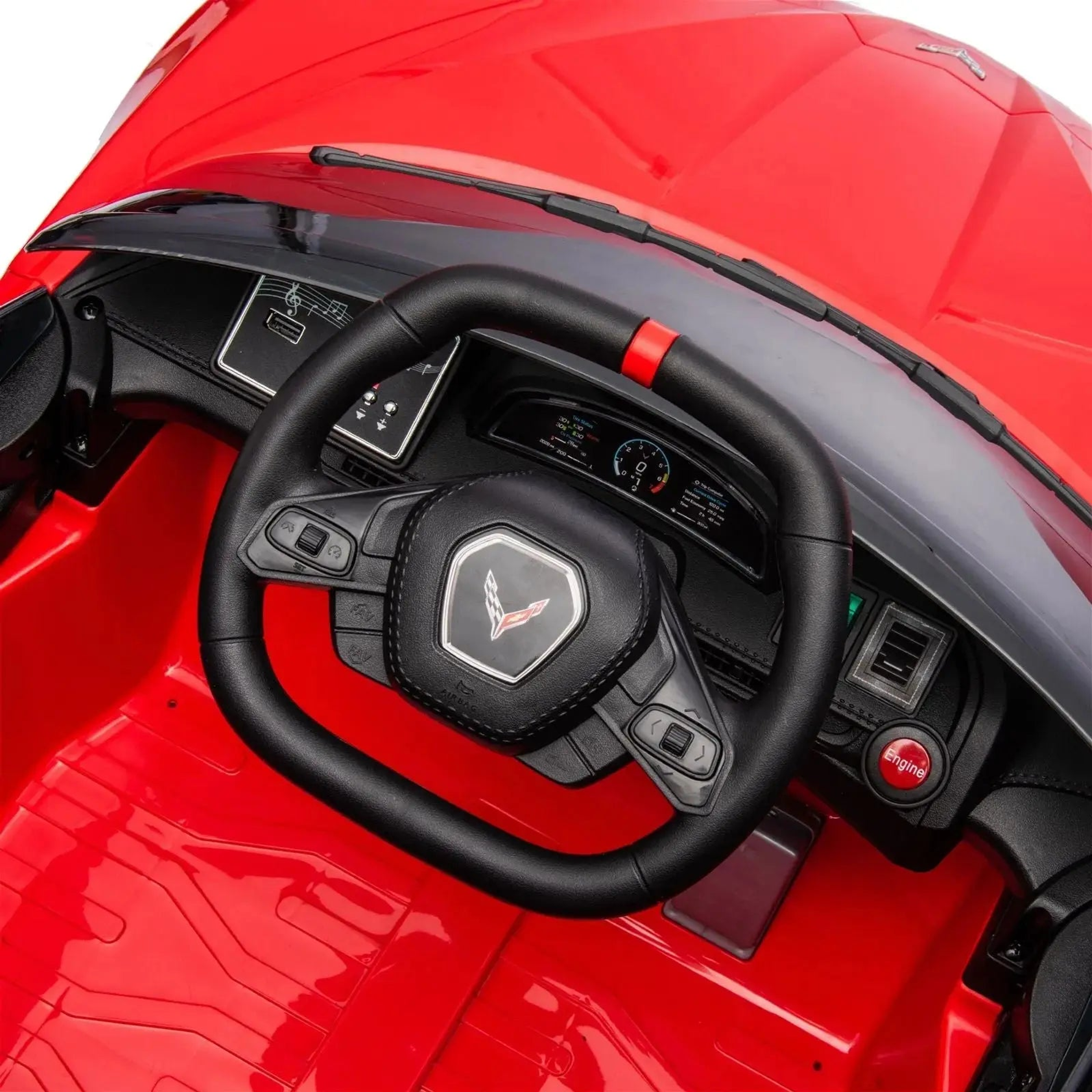 12V Chevrolet Corvette C8 Stingray 1-Seater Kids Ride-On Car Red-7
