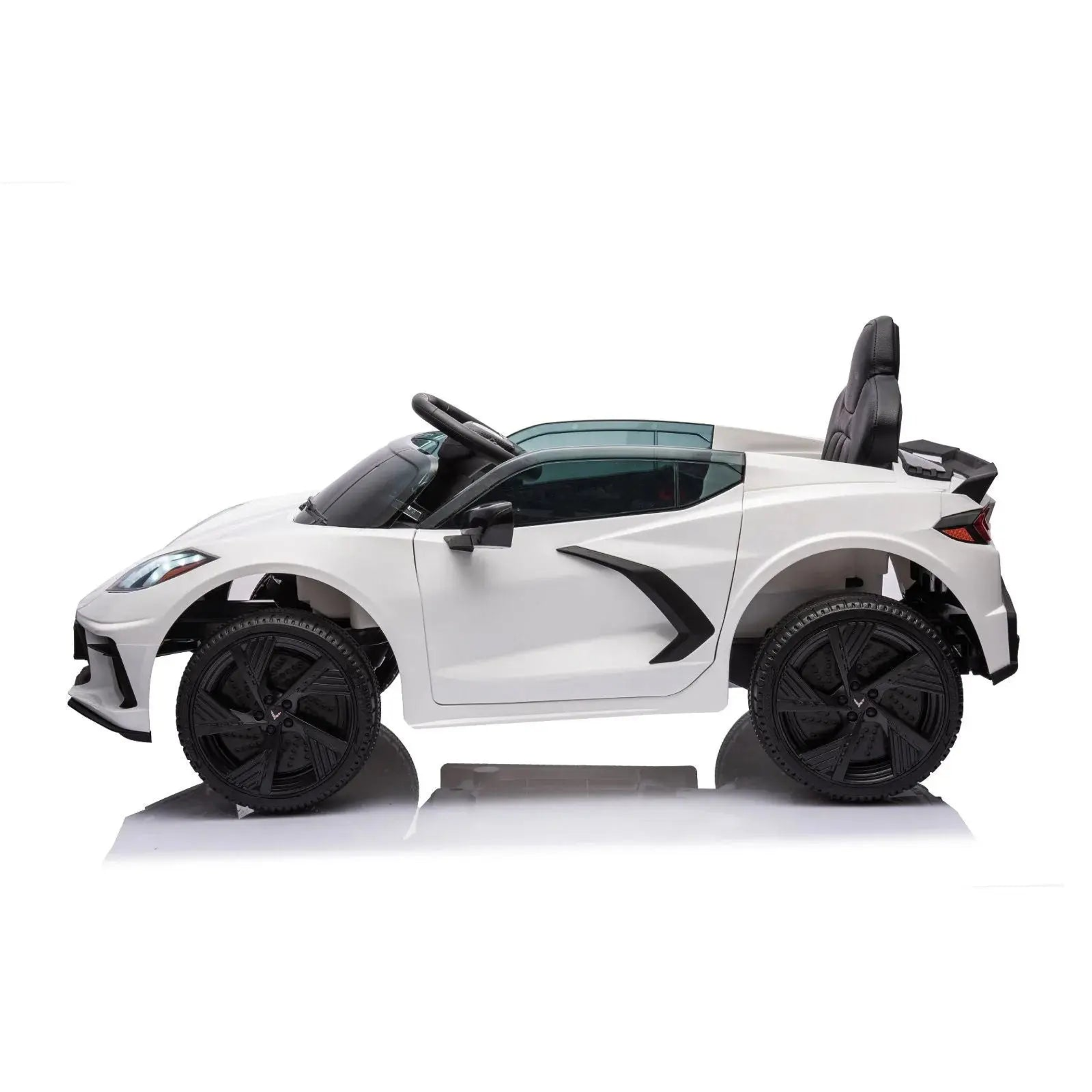 12V Chevrolet Corvette C8 Stingray 1-Seater Kids Ride-On Car White-2