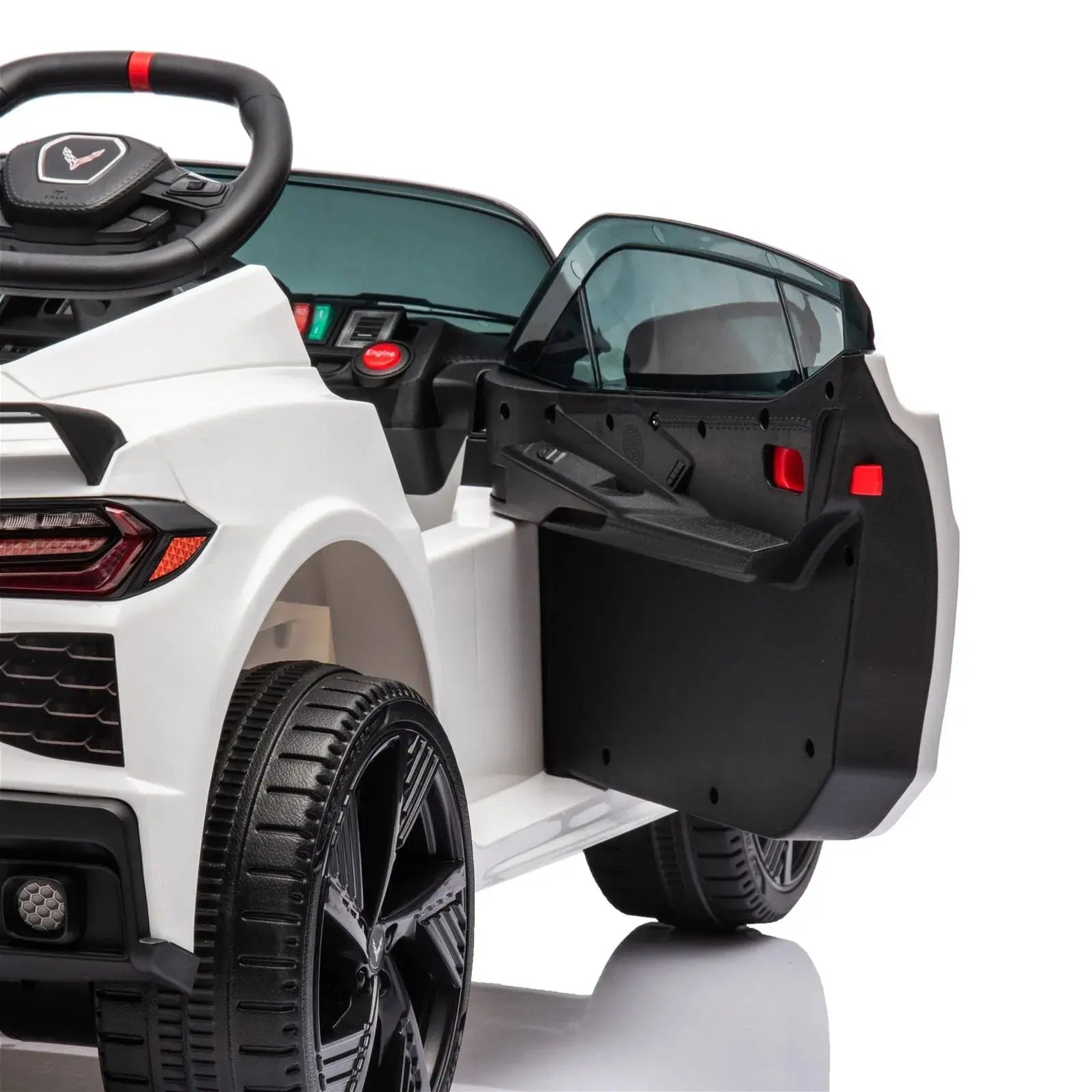 12V Chevrolet Corvette C8 Stingray 1-Seater Kids Ride-On Car White-5