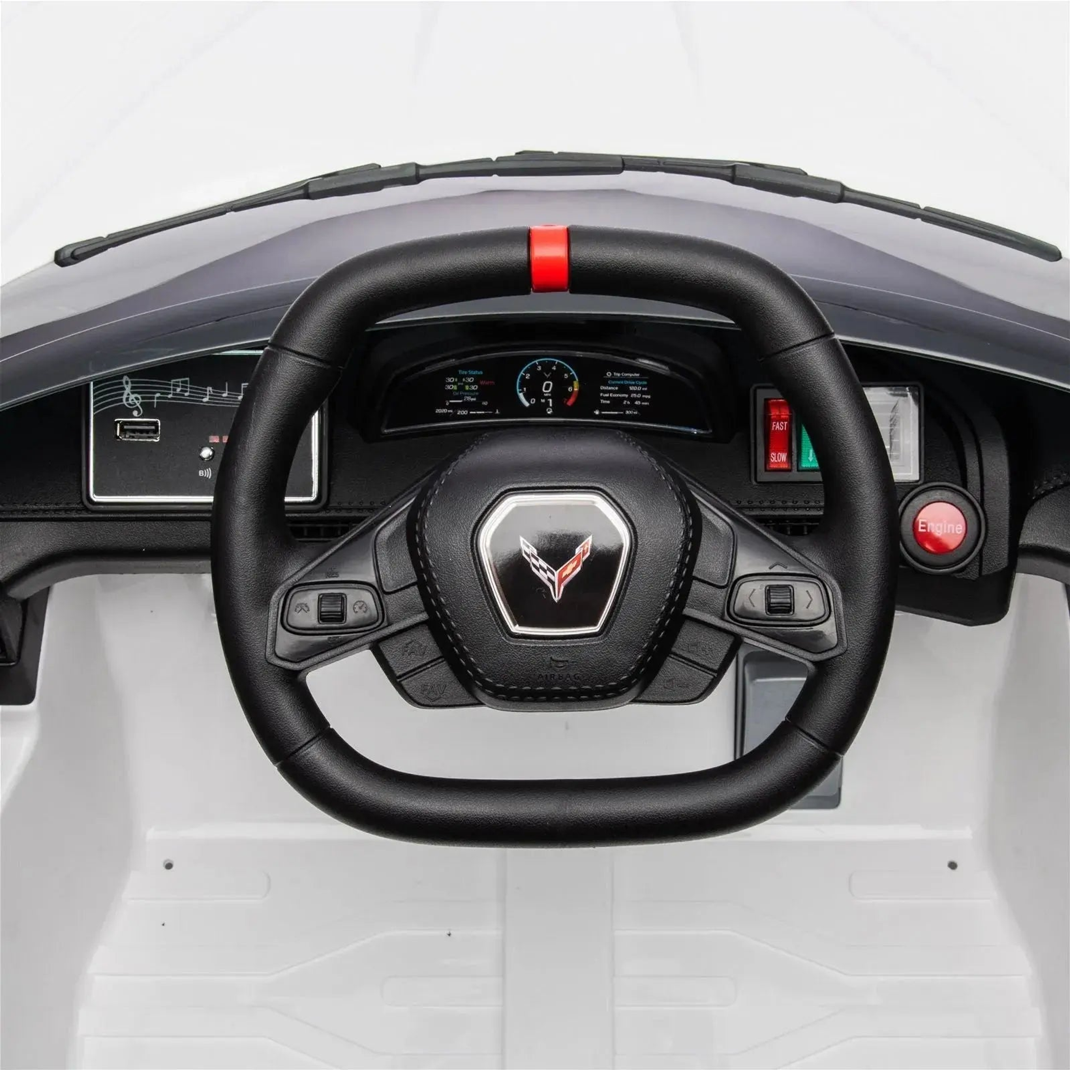 12V Chevrolet Corvette C8 Stingray 1-Seater Kids Ride-On Car White-8