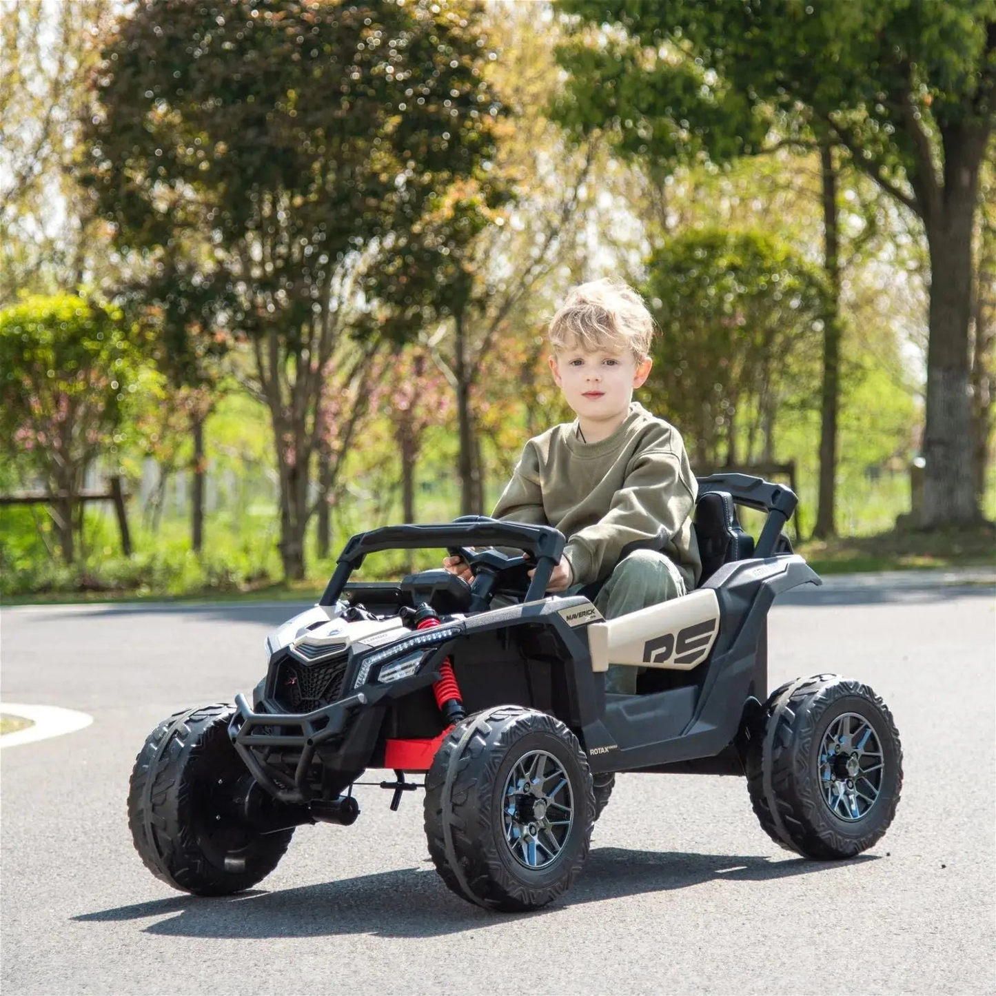 24V Can Am Maverick 1-Seater UTV Khaki-2
