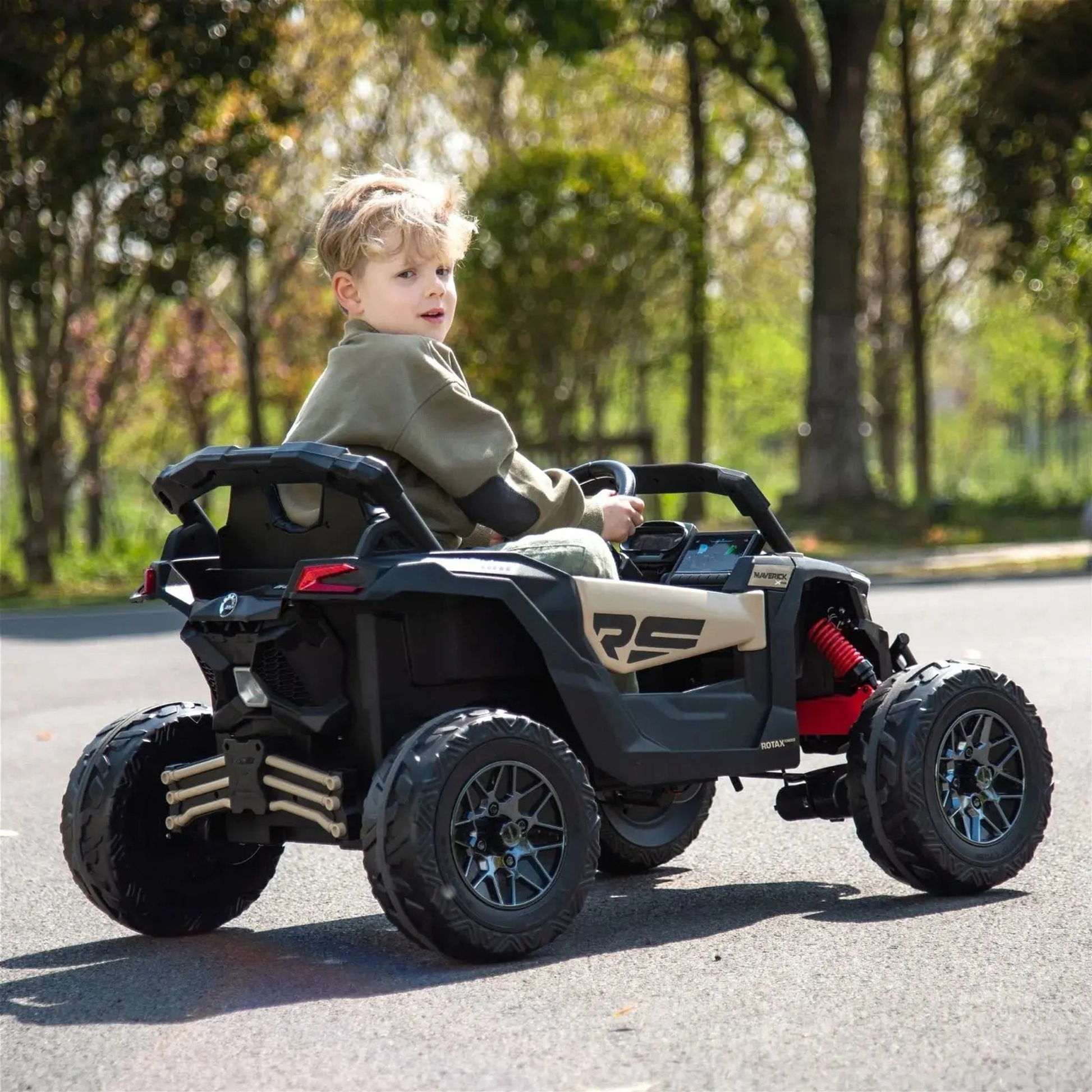 24V Can Am Maverick 1-Seater UTV Khaki-5